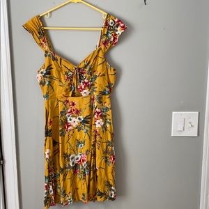 Yellow Tropical Floral Dress
